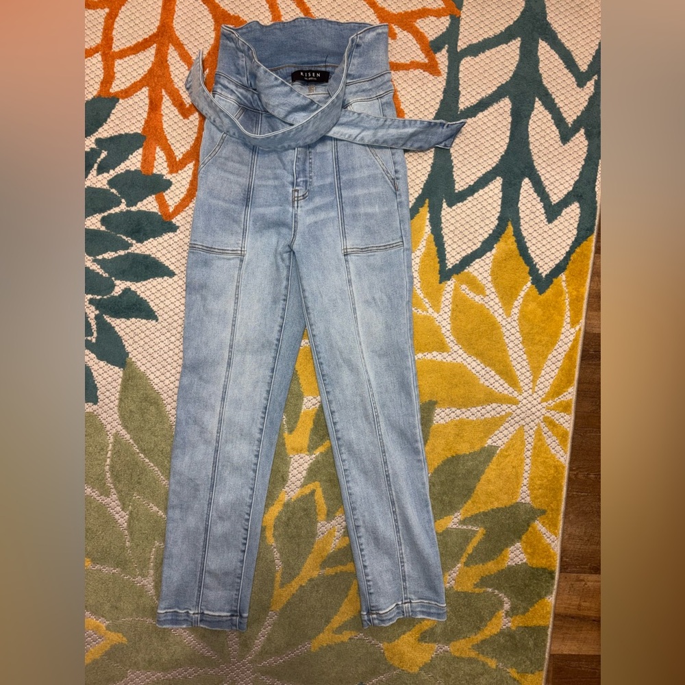 Risen Los Angeles Belted High Waist Jeans Light Wash Sz 11 / W30